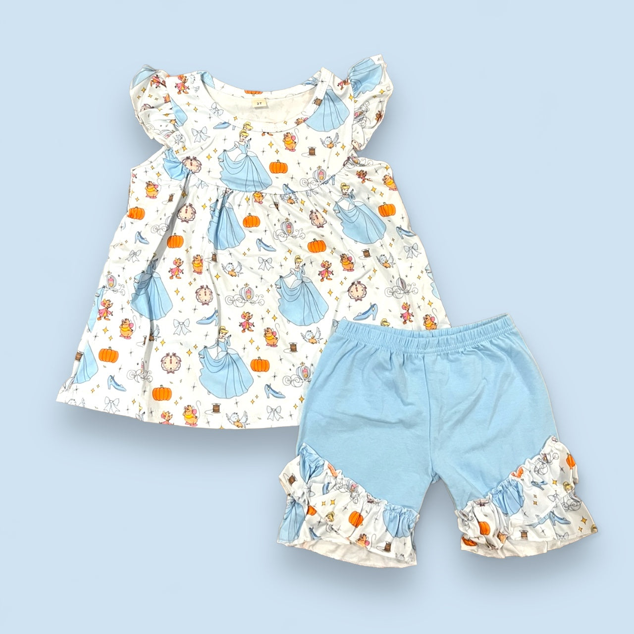 Princess and Pumpkin Ruffle Short Set – Girls’ Boutique Fall Two-Piece Outfit