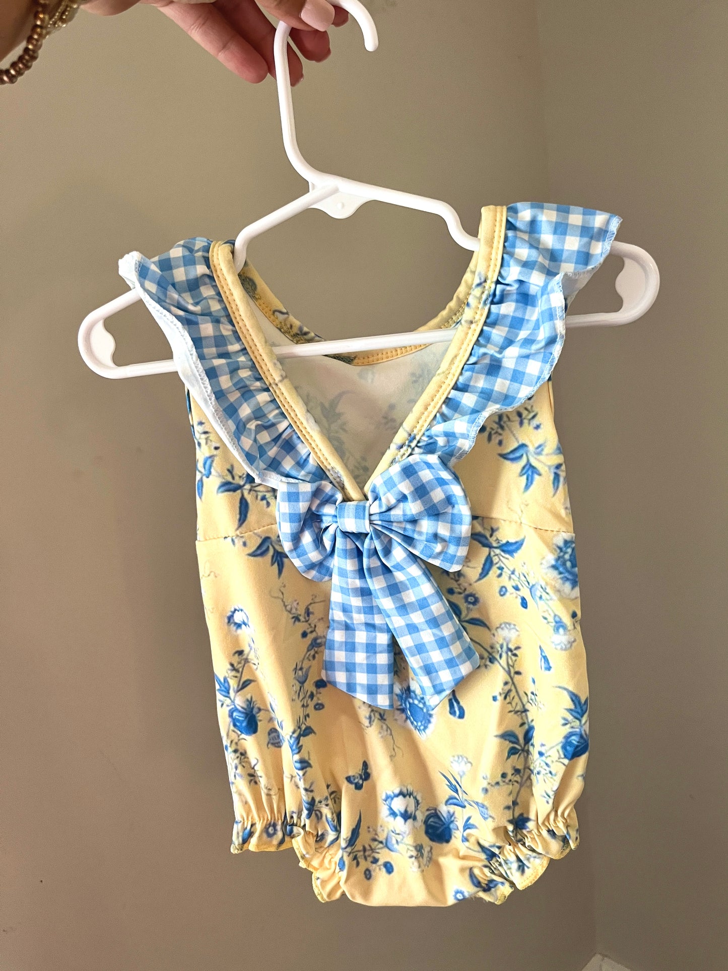 French Country Gingham Baby Girl Bubble Romper – Boutique Infant & Toddler Outfit