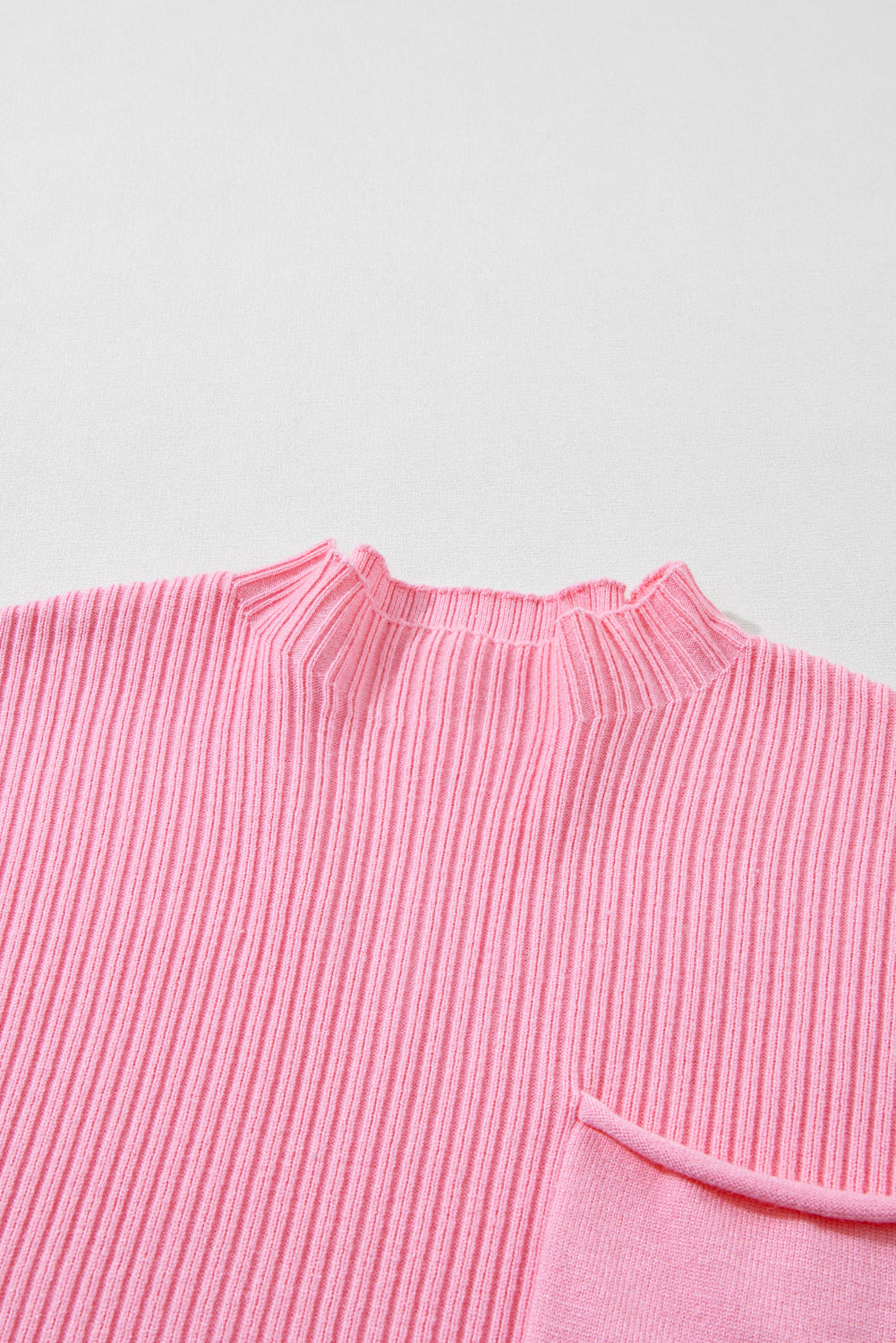 Pink Patch Pocket Ribbed Knit Short Sleeve Sweater – Women’s Boutique Casual Top