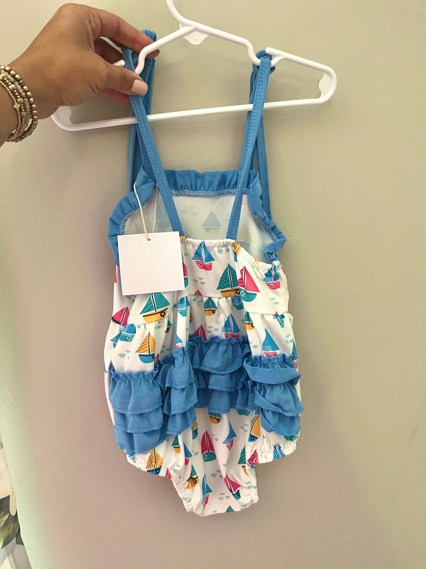 Colorful Knit Sailboats Baby Girl Bubble Romper – Boutique Infant & Toddler Outfit