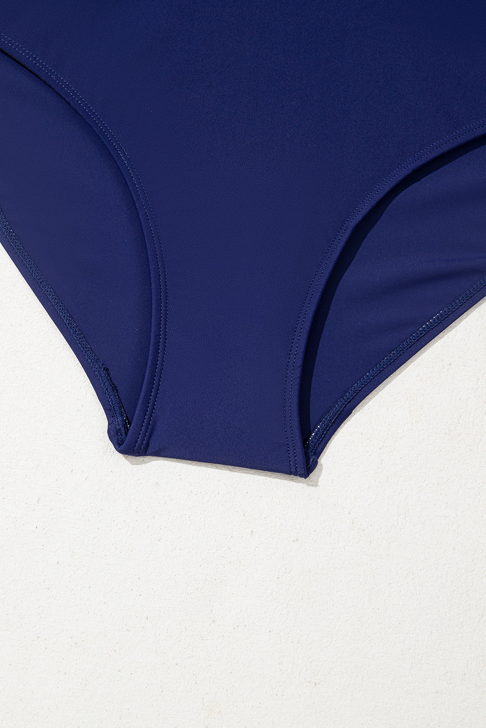 Navy Blue Crisscross Straps Tie Back Flared One Piece Swimsuit