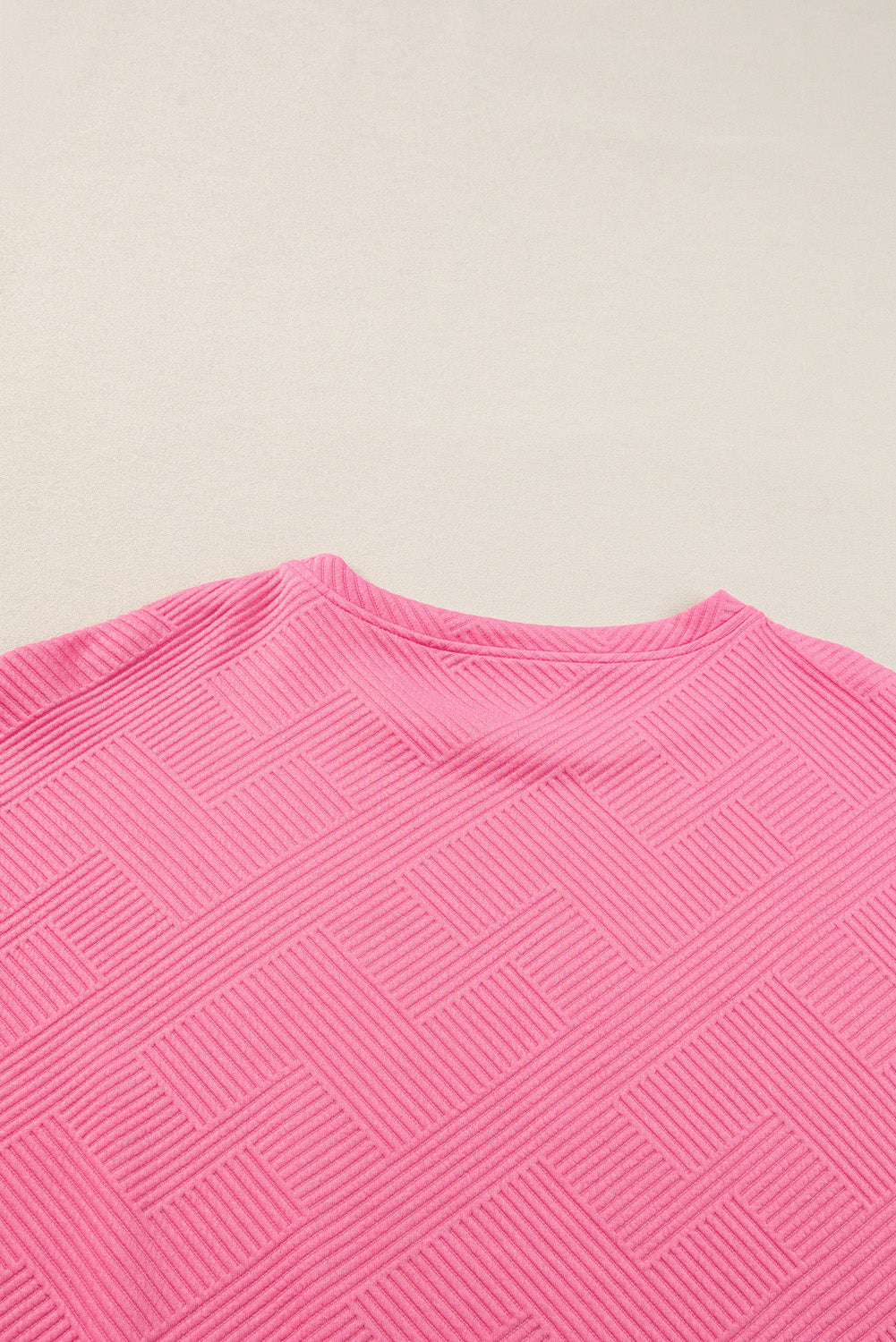 Strawberry Pink Textured Loose Fit T Shirt and Drawstring Pants Set