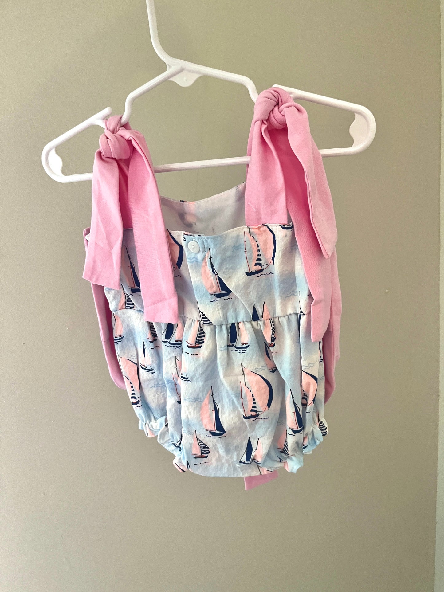 Big Bow Sailboat Dress with Tie Straps – Nautical Baby & Toddler Girl Summer Outfit