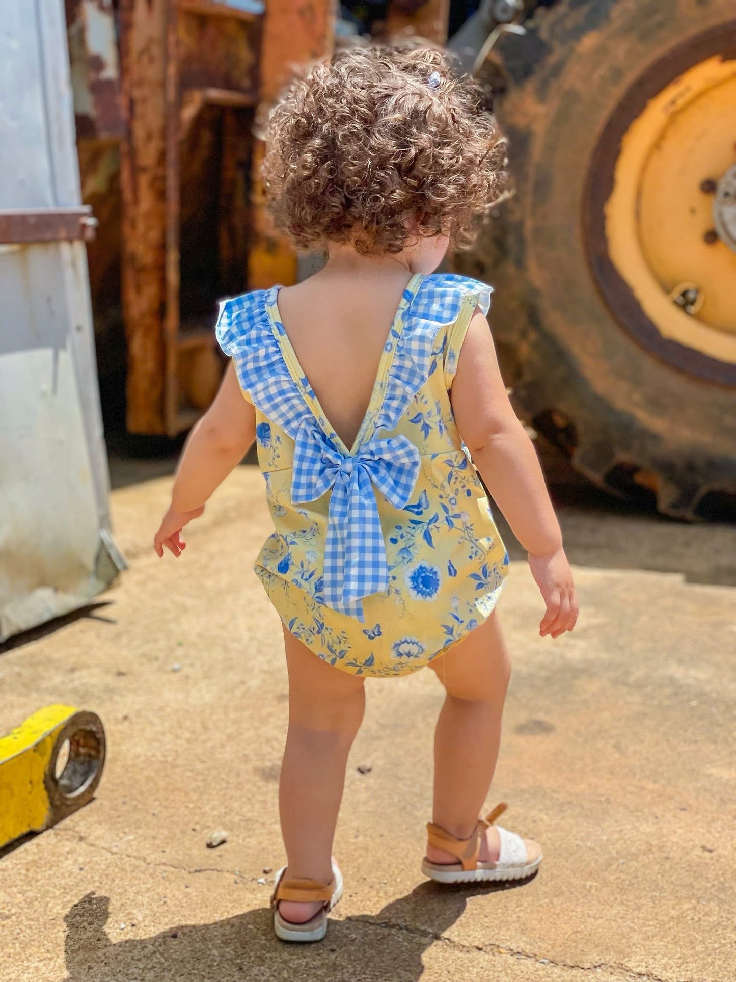 French Country Gingham Baby Girl Bubble Romper – Boutique Infant & Toddler Outfit