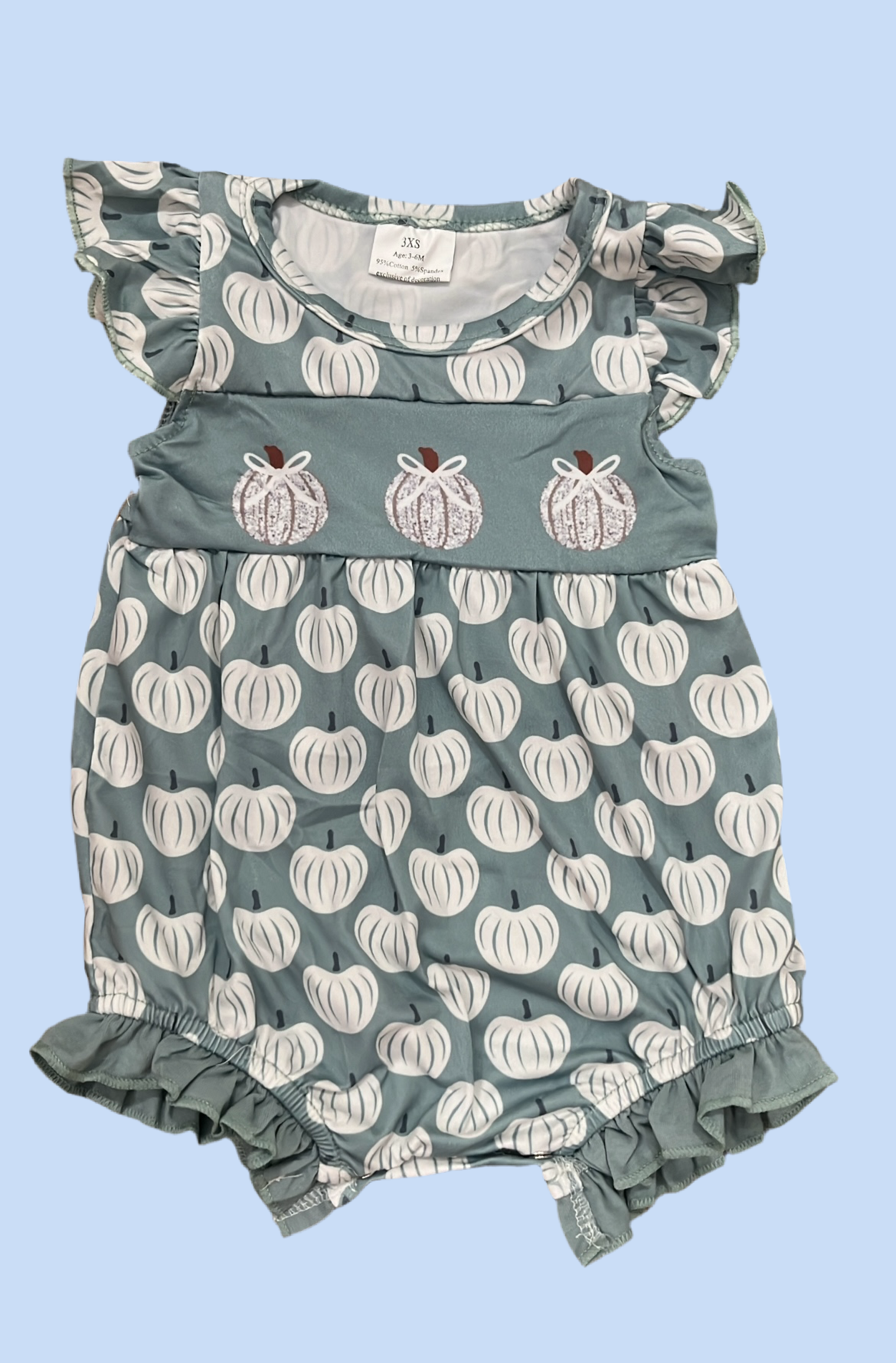 Sage Pumpkin Baby Bubble – Girls’ Boutique Fall Romper Outfit