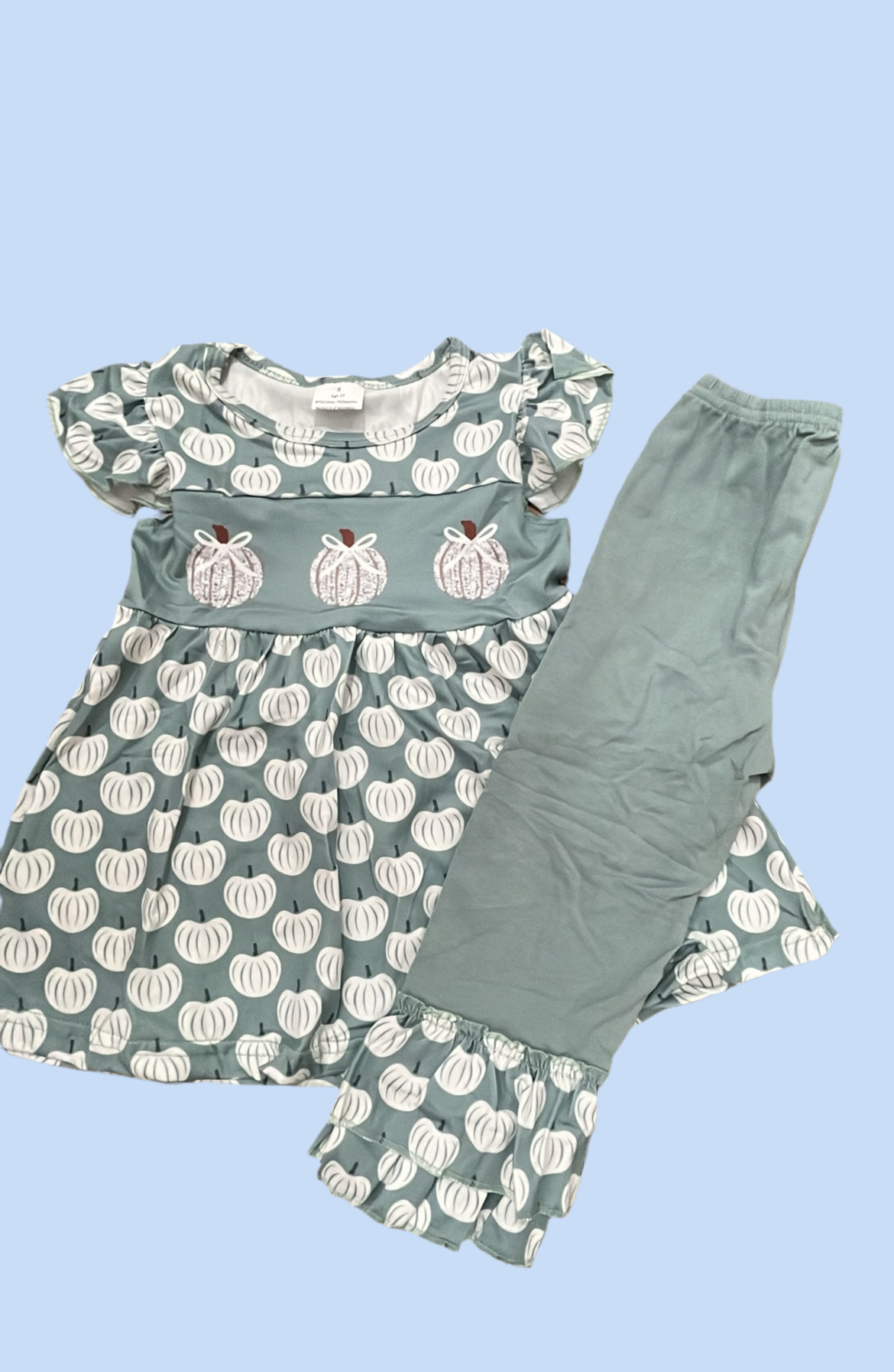 Sage Pumpkin Pant Set – Girls’ Boutique Fall Two-Piece Outfit