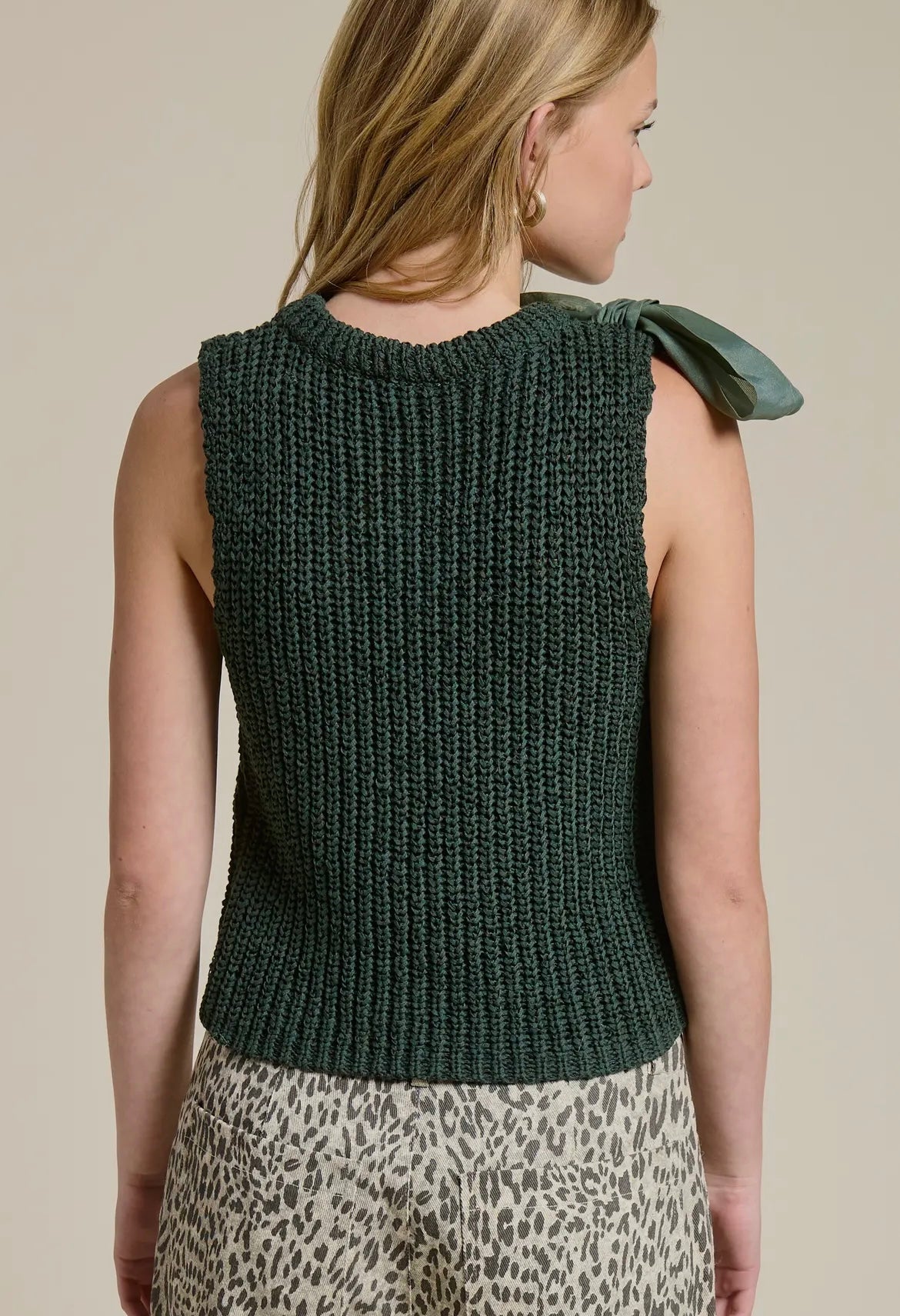 **PREORDER** Forest Green Sweater Tank with Bow