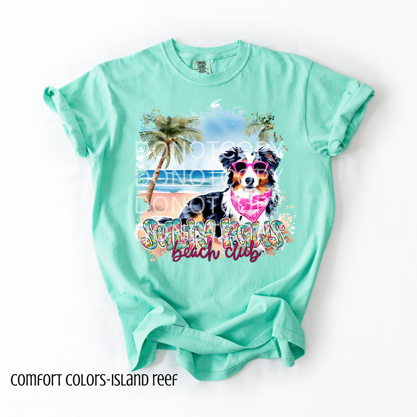 Salty Paws beach club tshirt - Australian Shepard