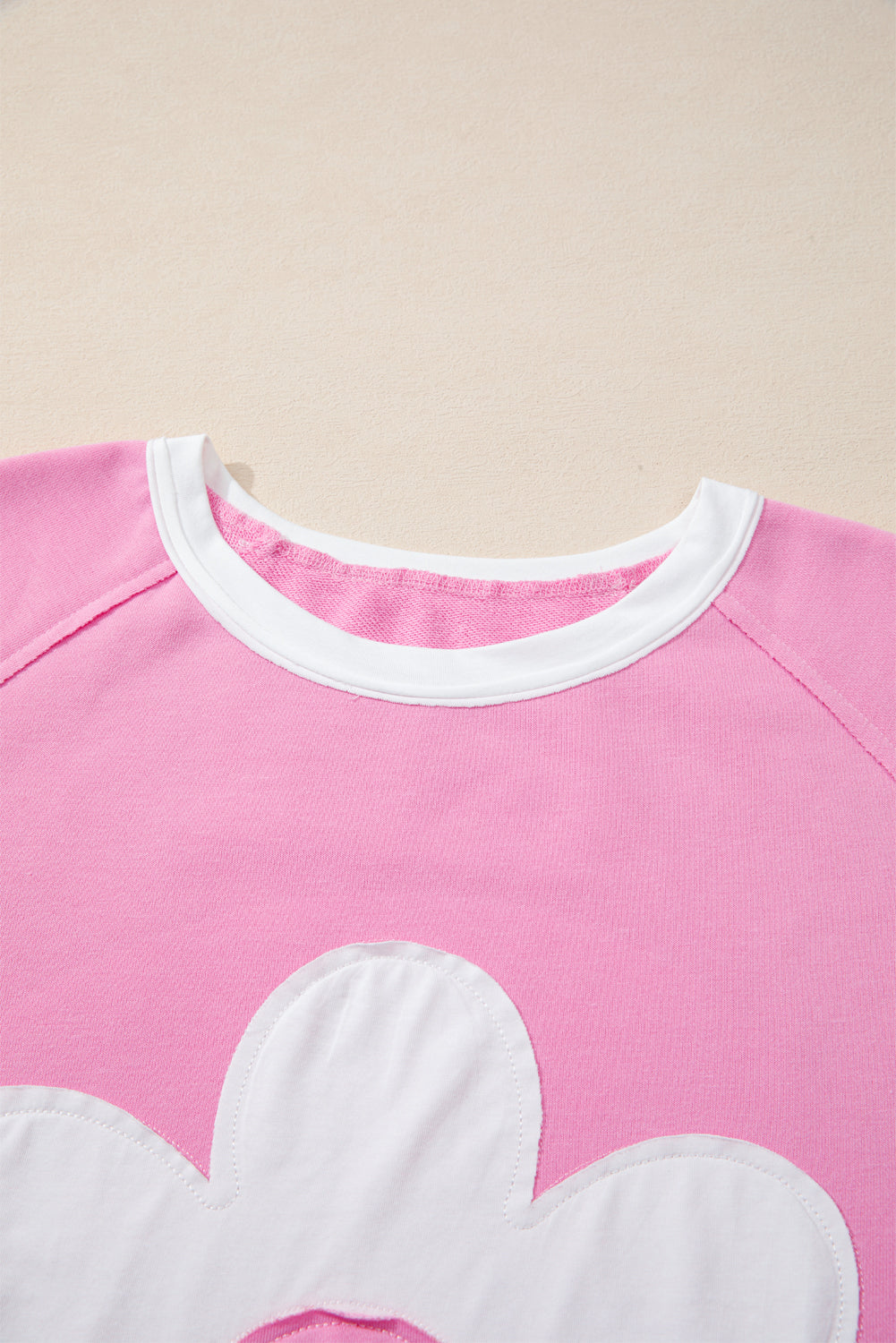 Orchid Bouquet Flower Patched Raw Seam Colorblock Loose Pants Set