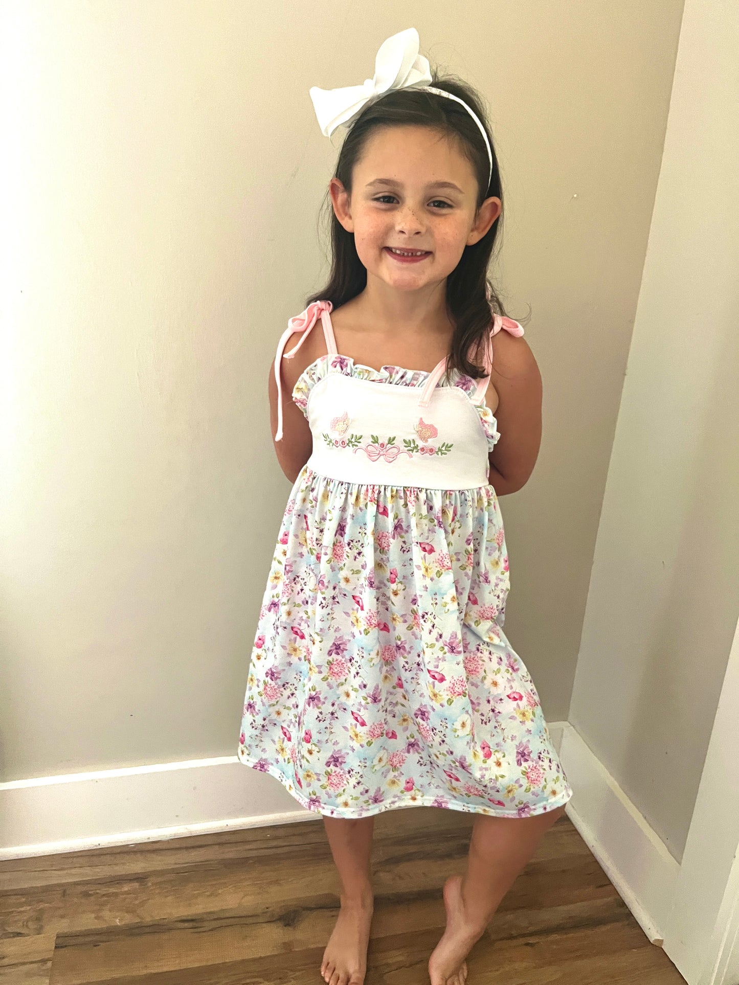 Girls Butterfly Floral Dress – Baby & Toddler Spring Boutique Outfit