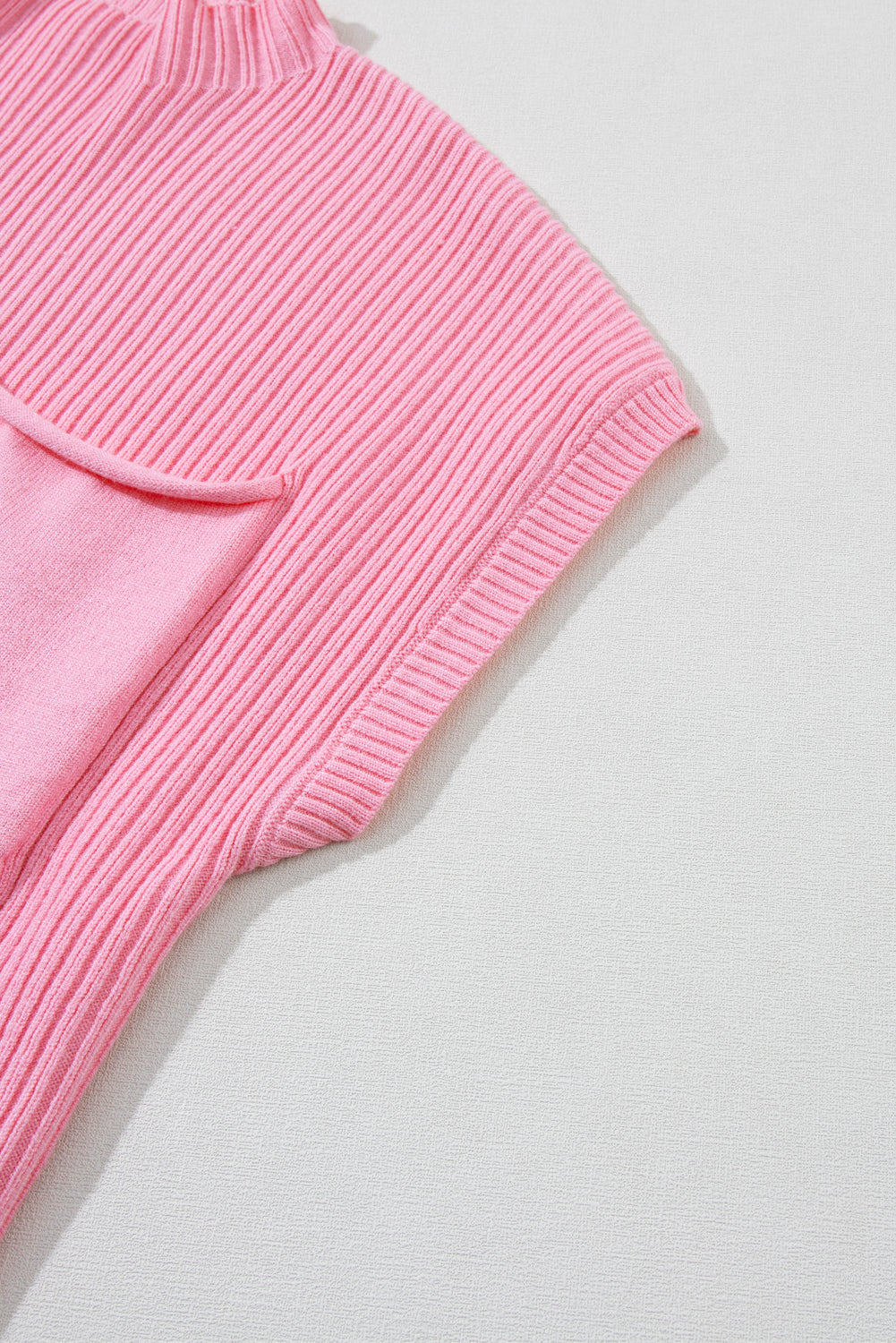 Pink Patch Pocket Ribbed Knit Short Sleeve Sweater – Women’s Boutique Casual Top