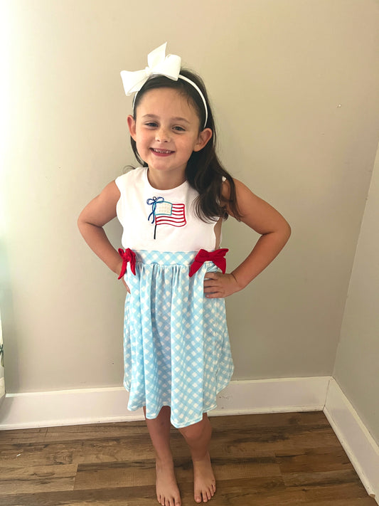 American Cutie Girls Patriotic Dress – Red, White & Blue Toddler Outfit