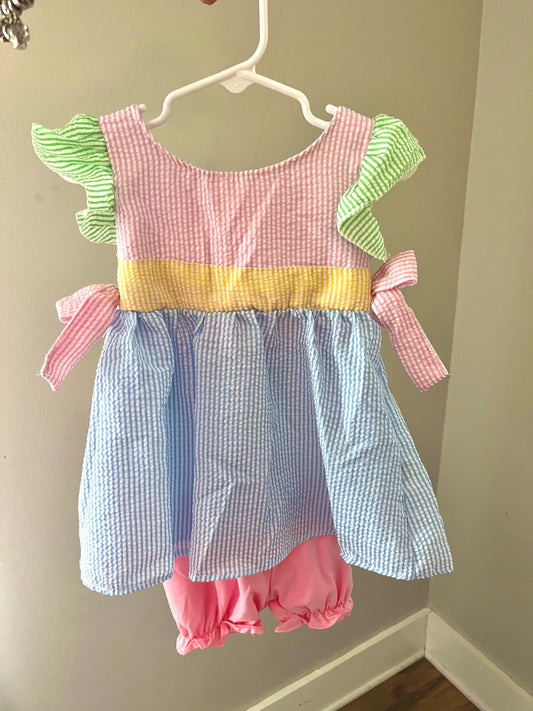 Color-Block Seersucker Bloomer Set – Baby & Toddler Girl Boutique Summer Outfit
