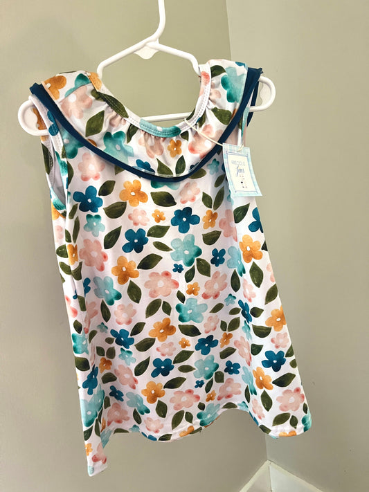 Navy Floral Dress with Bow Back – Girls’ Boutique Summer Dress for Toddlers & Kids