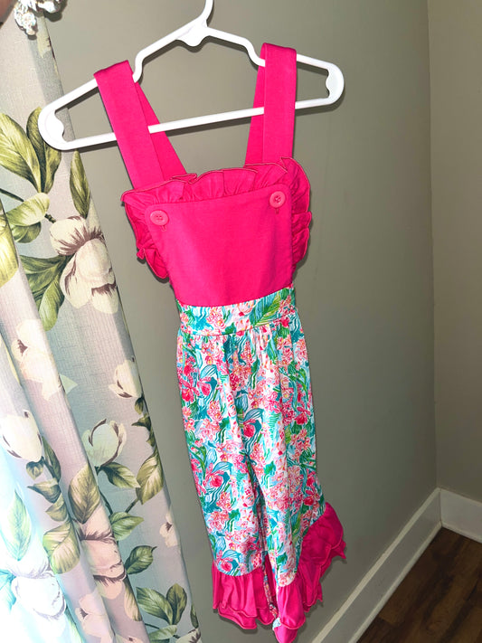 Girls Beachy Floral Jumpsuit – Lightweight Boutique Summer Outfit
