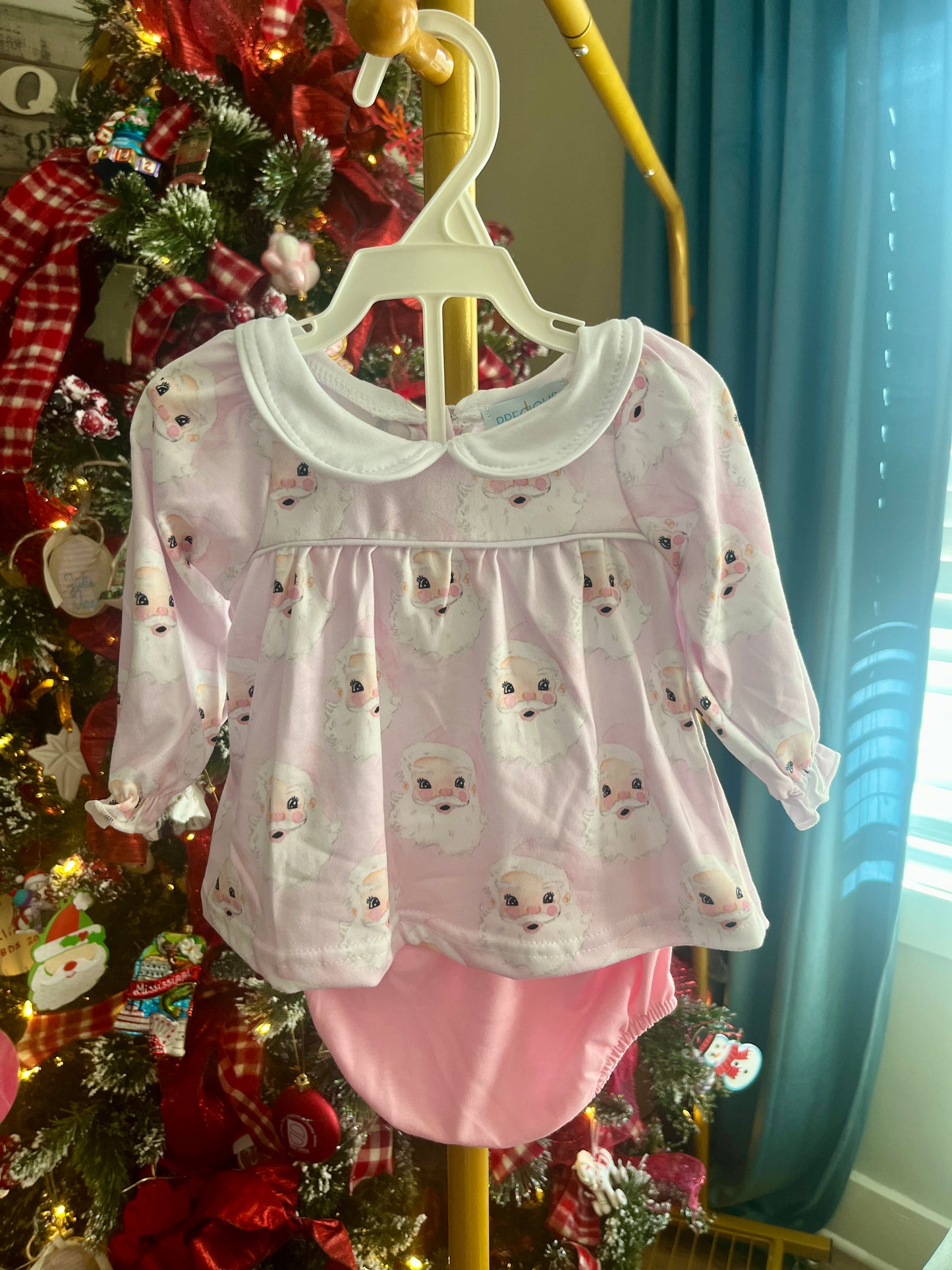 Pastel Pink Santa Diaper Set