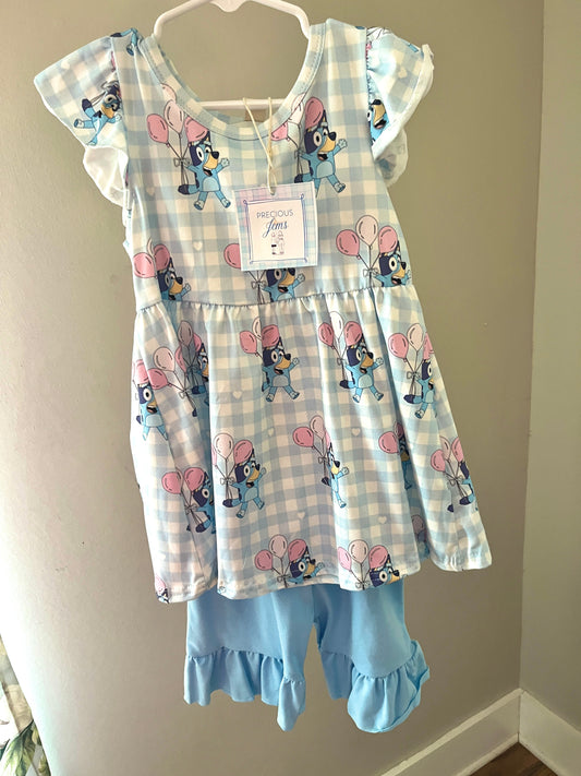 Blue Dog Birthday Girl Short Set – Boutique Toddler Party Outfit