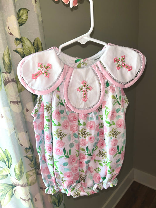 Girls Petal Cross Collar Bubble Dress – Boutique Floral Baby & Toddler Outfit