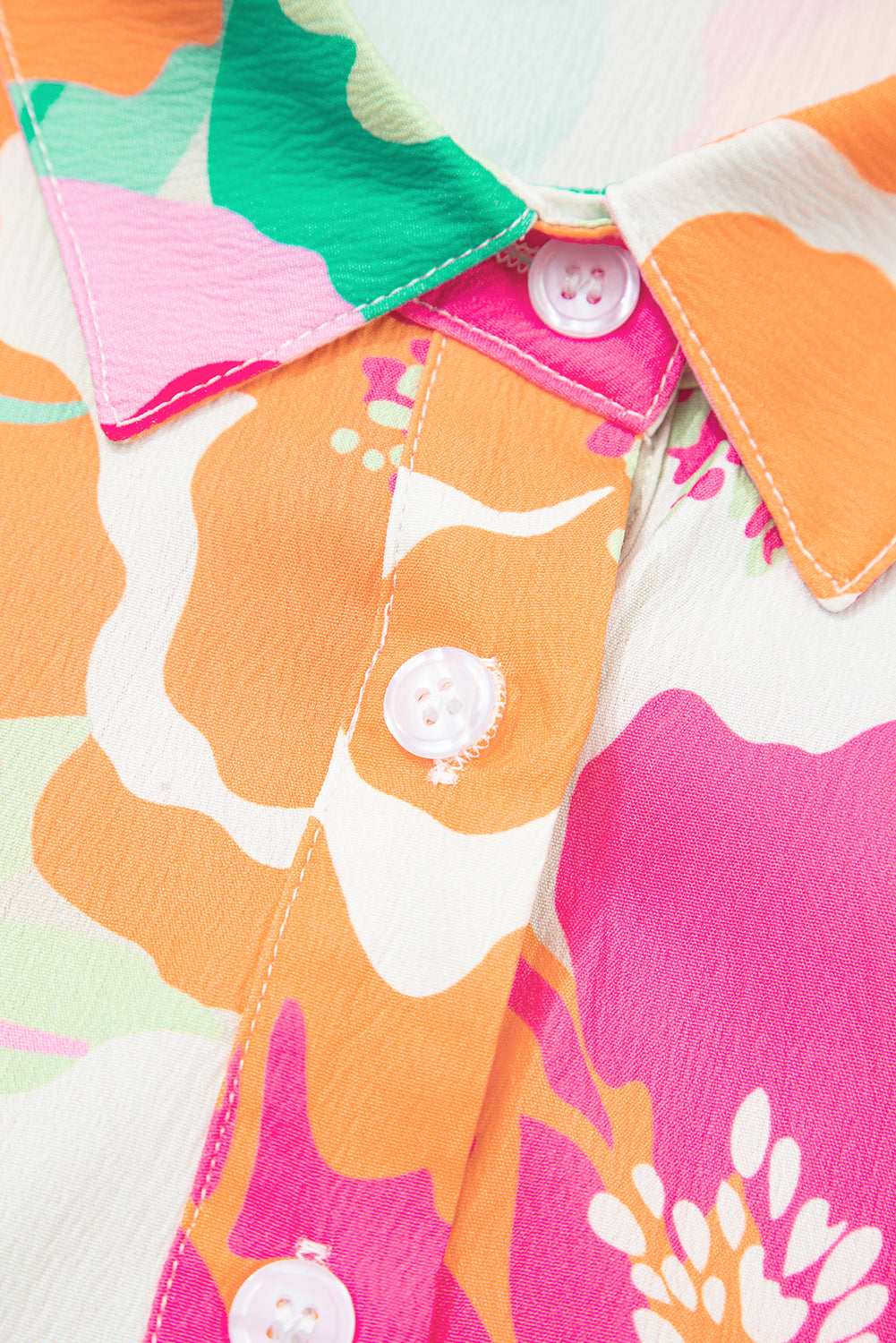 Green Floral Puff Sleeve Buttoned Babydoll Dress