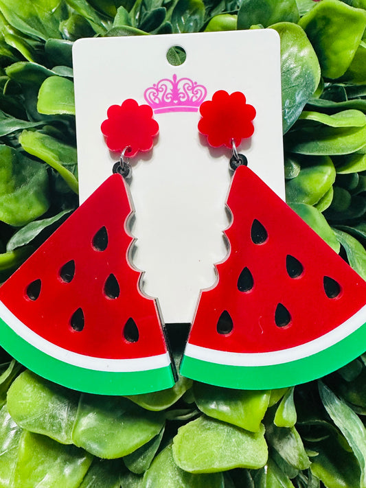 Red Watermelon Dangle Earrings