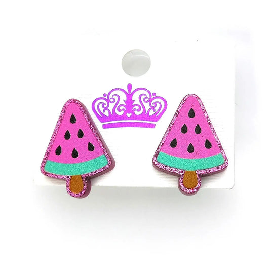 Pink watermelon Stud Earrings