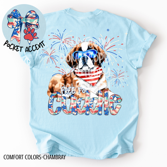 St. Bernard Free to Cuddle Puppy Shirt, Independence day Tshirt